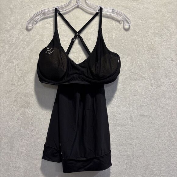Athleta Blousy Tankini Swim Top Built In Underwire Bra Black Women's 34 D/DD - Picture 12 of 16